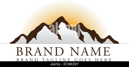 Snow covered mountains with sunrise Stock Vector