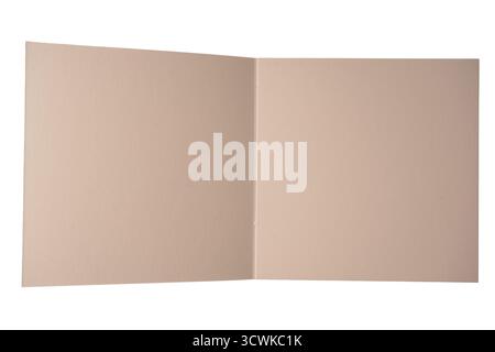 Open notebook with blank pages isolated on a white background. Top view. Stock Photo
