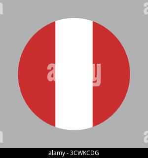 Civil round flag of Peru. Peru flag circle ensign. Flag of Peru flat backdrop. Flag button. Stock Vector