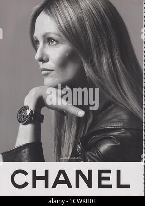 poster advertising CHANEL with Vanessa Paradis in paper magazine