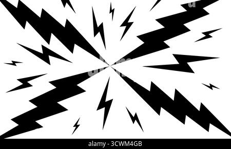 Comic emphasis design for comic book page. Radial zigzag or lightning shapes on white background. Surprise or attention, boom or explosion, shock or power effect. Vector graphic illustration.  Stock Vector