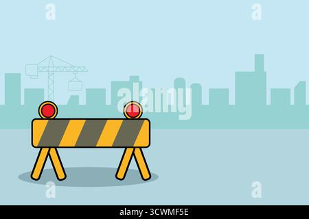 Minimal under construction banner with barricade and copy space for text. Ideal for websites and maintenance messages Stock Vector