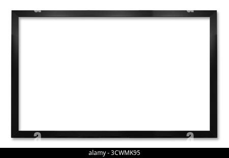 Sleek, horizontal black metal picture frame with thick, modern border. The center is completely white and blank, providing ample copy space for text o Stock Photo