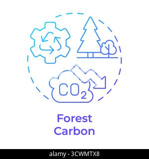Forest carbon blue gradient concept icon Stock Vector