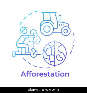 Afforestation blue gradient concept icon Stock Vector