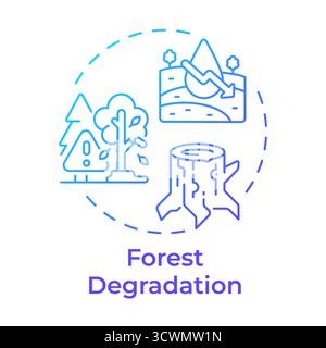 Forest degradation blue gradient concept icon Stock Vector