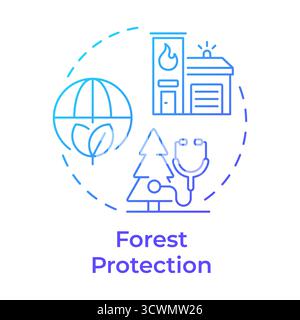 Forest protection blue gradient concept icon Stock Vector