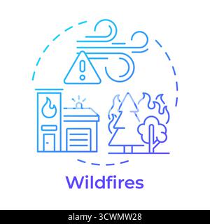 Wildfires blue gradient concept icon Stock Vector