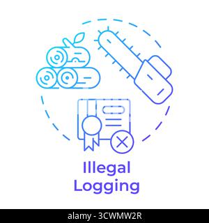 Illegal logging blue gradient concept icon Stock Vector