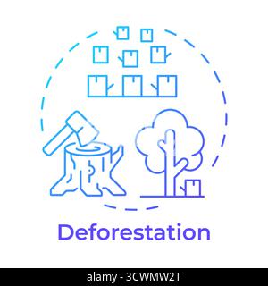 Deforestation blue gradient concept icon Stock Vector