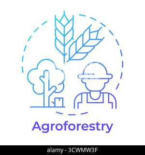 Agroforestry blue gradient concept icon Stock Vector