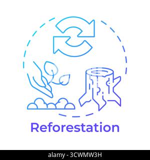 Reforestation blue gradient concept icon Stock Vector