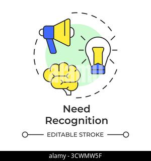 Need recognition multi color concept icon Stock Vector