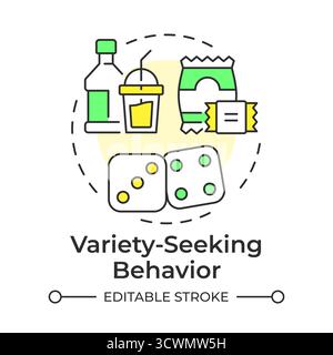 Variety-seeking behavior multi color concept icon Stock Vector