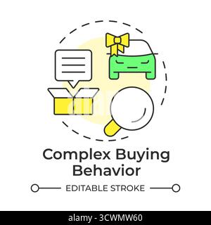 Complex buying behavior multi color concept icon Stock Vector