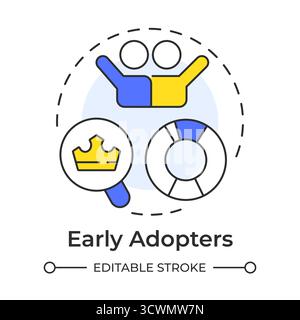 Early adopters multi color concept icon Stock Vector