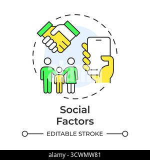 Social factors multi color concept icon Stock Vector