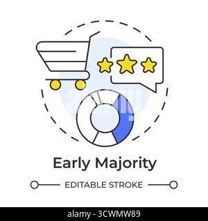 Early majority multi color concept icon Stock Vector