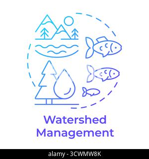 Watershed management blue gradient concept icon Stock Vector