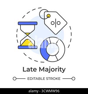 Late majority multi color concept icon Stock Vector