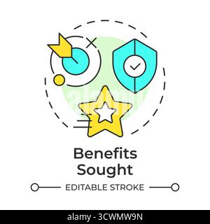 Benefits sought multi color concept icon Stock Vector