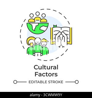 Cultural factors multi color concept icon Stock Vector