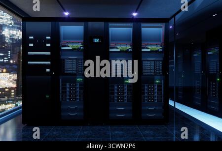 server racks in a data center Stock Photo