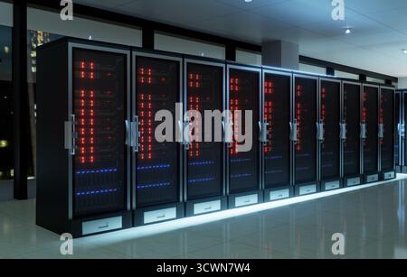 server racks in a data center Stock Photo
