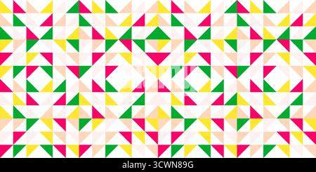 Bold seamless geometric quilt blocks pattern, triangles and diamonds shapes. Perfect for textiles, abstract backgrounds, fabric textile designs, and c Stock Vector
