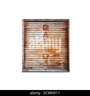 Old rusty gray metal gate isolated on white. Background photo texture Stock Photo