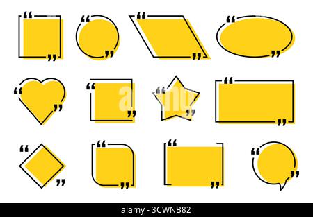 Set of hand-drawn quote boxes and speech bubbles, perfect for blogs, social media, presentations, and graphic design projects Stock Vector
