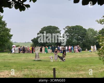Avebury stone circle at solstice, England Stock Photo