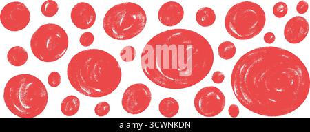 Scribble red marker drawn circle and oval callout set. Textured asian red symbols rough crayon shapes. Vector hand drawn round and oval figures collec Stock Vector