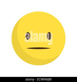 Neutral emoji expression. Yellow Vector face emotion. Calm communication symbol. Flat chat character. EPS 10. Stock Vector
