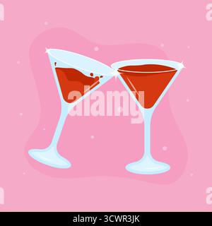 Festive cocktail glasses clink with sparkle Stock Vector