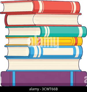 Colorful stack of books offering knowledge and learning essentials for education and study illustration Stock Vector