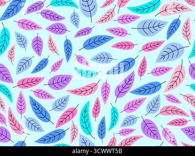 Multicolored leaves seamless pattern. Autumn background with leaves in a simple style. Autumn falling leaves for print, banners, and wrapping paper. V Stock Vector