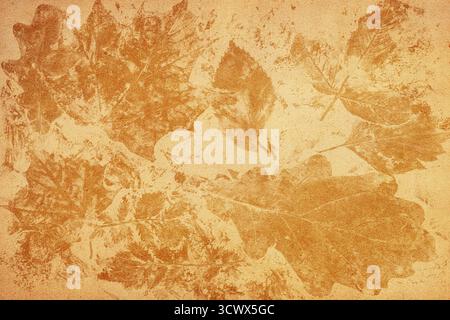 Grunge artistic background with autumn leaves. Perfect vintage fall texture. Stock Photo