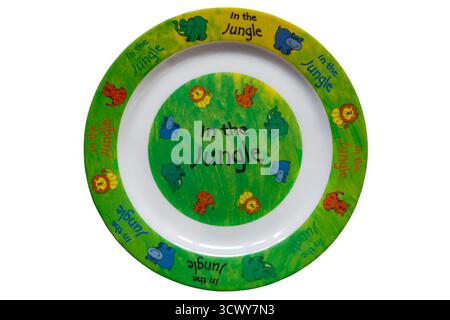 In the Jungle childs Melamine plate isolated on white background Stock Photo
