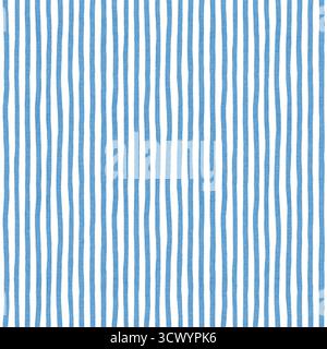 Blue vertical hand drawn stripes on white Stock Photo