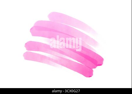 Brush label stripe purple pink. Pink watercolor hand drawn isolated stroke vector stain on white background. Water color wet brush paint aquarelle ill Stock Photo