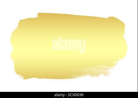 Gold brush strokes. Shiny paint spots. Bright festive highlight. Foil stripe. illustration of metallic brush stroke. gold brush marks, gold stain, gol Stock Photo