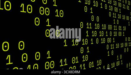 Displaying bright green binary digits streaming in code matrix, data visualization theme Stock Photo