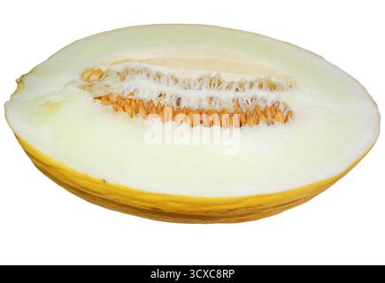 Yellow honeydew melon isolated on white background Stock Photo