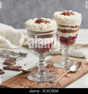 Black Forest cake in a jar Stock Photo