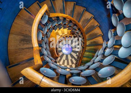 The staircase at the Magic Circle (looking down) Stock Photo