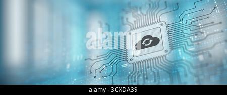 Cloud Enabling Scalable Solutions Illustrated on a Processor. Stock Photo