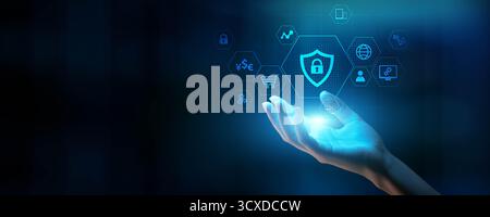 Cybersecurity Solutions for Protecting Digital Data and Online Business Operations. Stock Photo