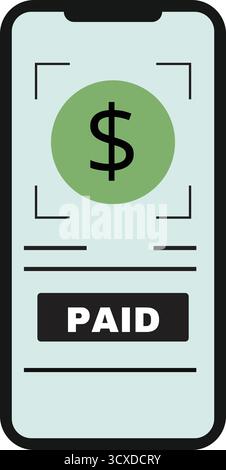 Smartphone displaying the word "PAY" and a checkmark, symbolizing mobile payments. Two credit cards, one black with blue trim and another blue with a Stock Vector