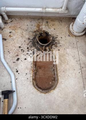 Toilet Room Renovation in Progress – Empty Bathroom Under Remodeling Stock Photo